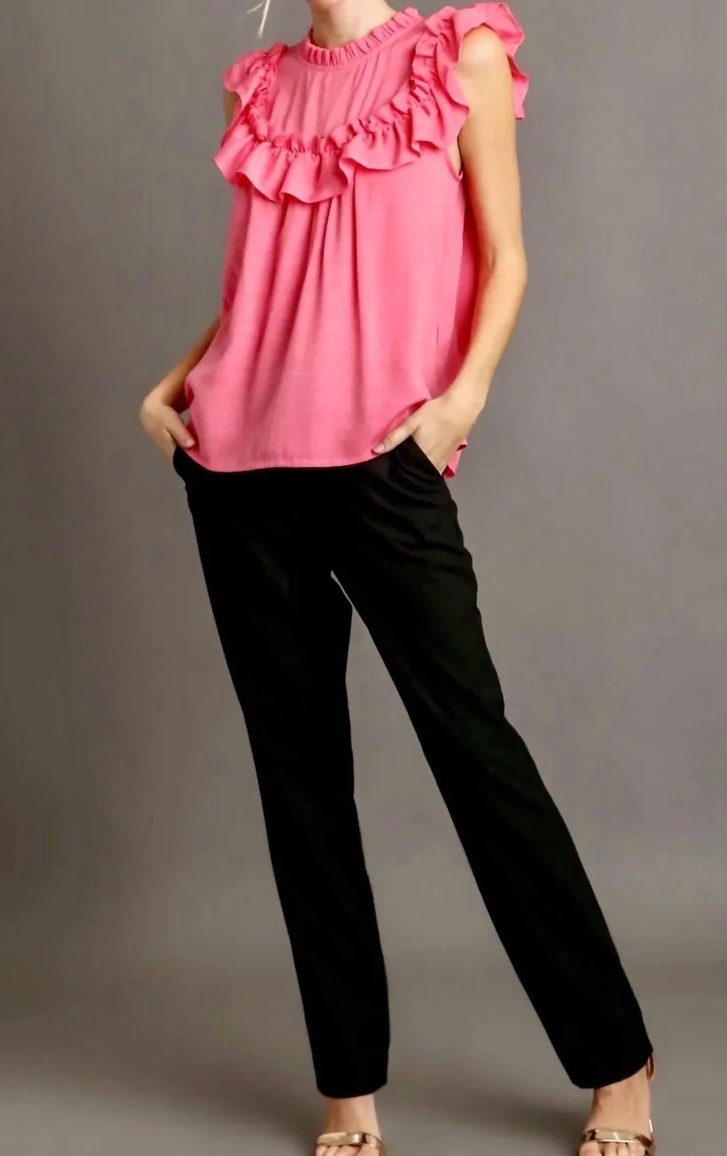 Umgee - Ruffle Trim Boxy Sleeveless Top