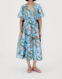 Stine Goya - Textured V Neck Waist Tie Midi Dress