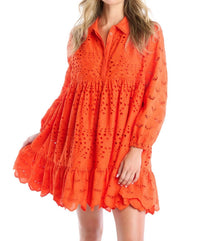 ALLISON NEW YORK Millie Embroidered Eyelet Dress in cherry tomato - women's dress