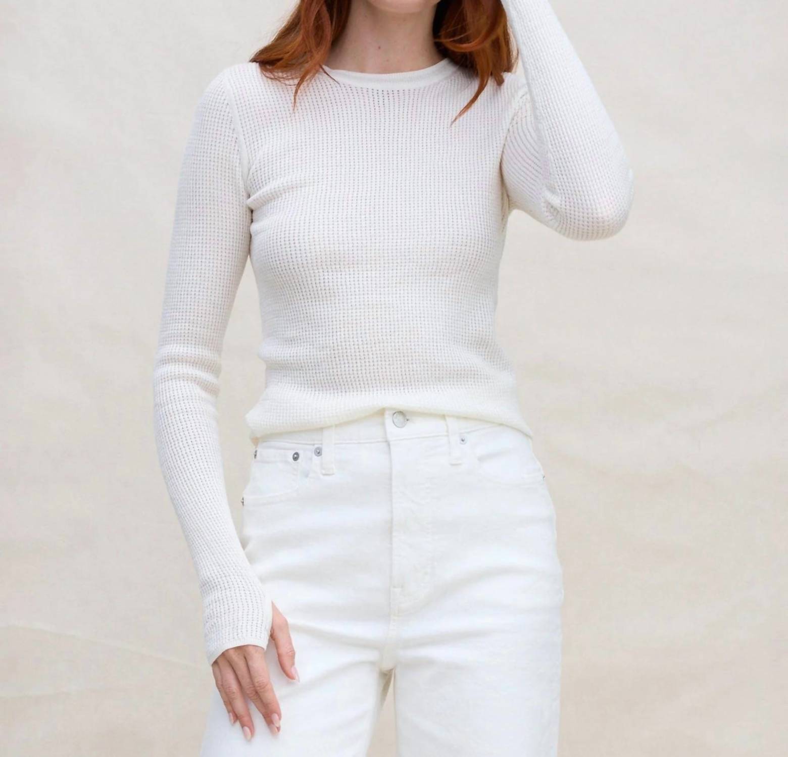 Margaret O'Leary - Shirttail Waffle Crew Top