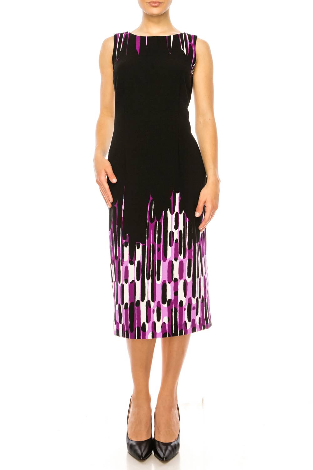 Maya Brooke - Abstract Print Cropped Jacket Dress
