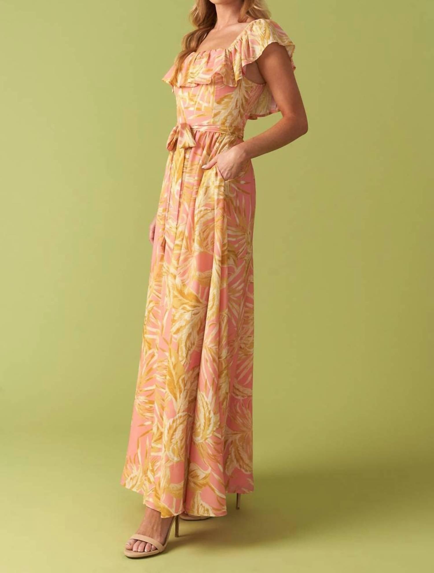 Flying Tomato - Printed Woven Midi Dress