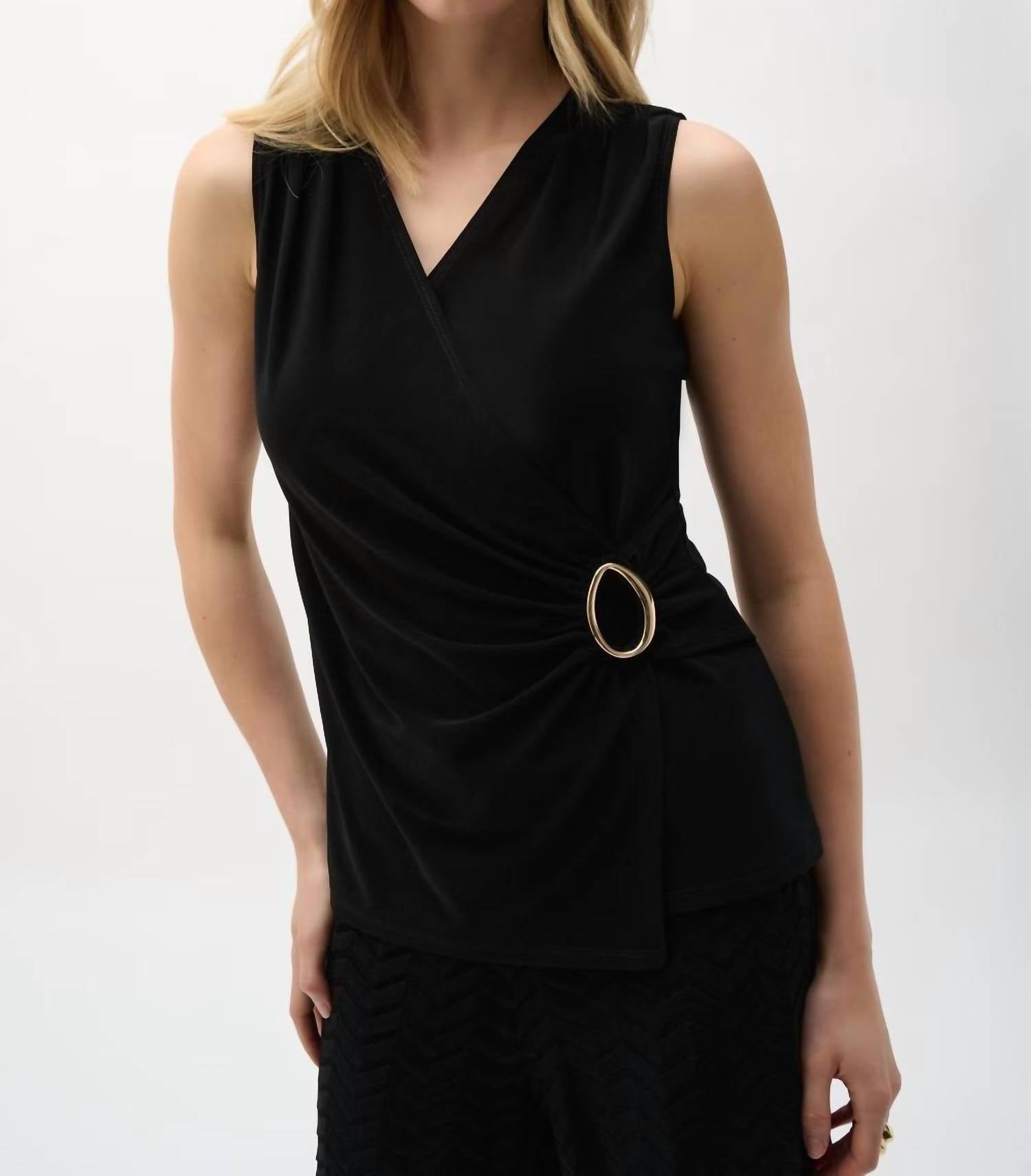Joseph Ribkoff - Chic Sleeveless V-neck Pullover Top