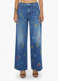 Mother Lil Rerun Zip Sneak Jeans in field of flowers - women's jeans