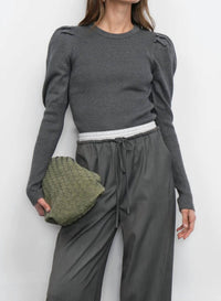 Greylin - renoa puff sleeve ribbed knit top