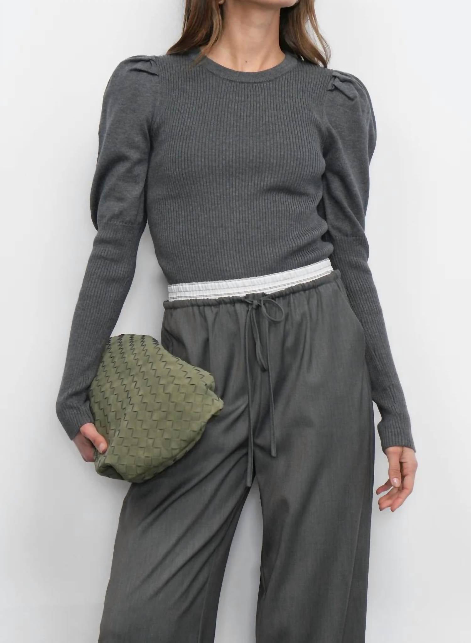 Greylin - renoa puff sleeve ribbed knit top