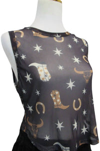 Nylon Apparel - Women's Lucky Cowgirl Mesh Top