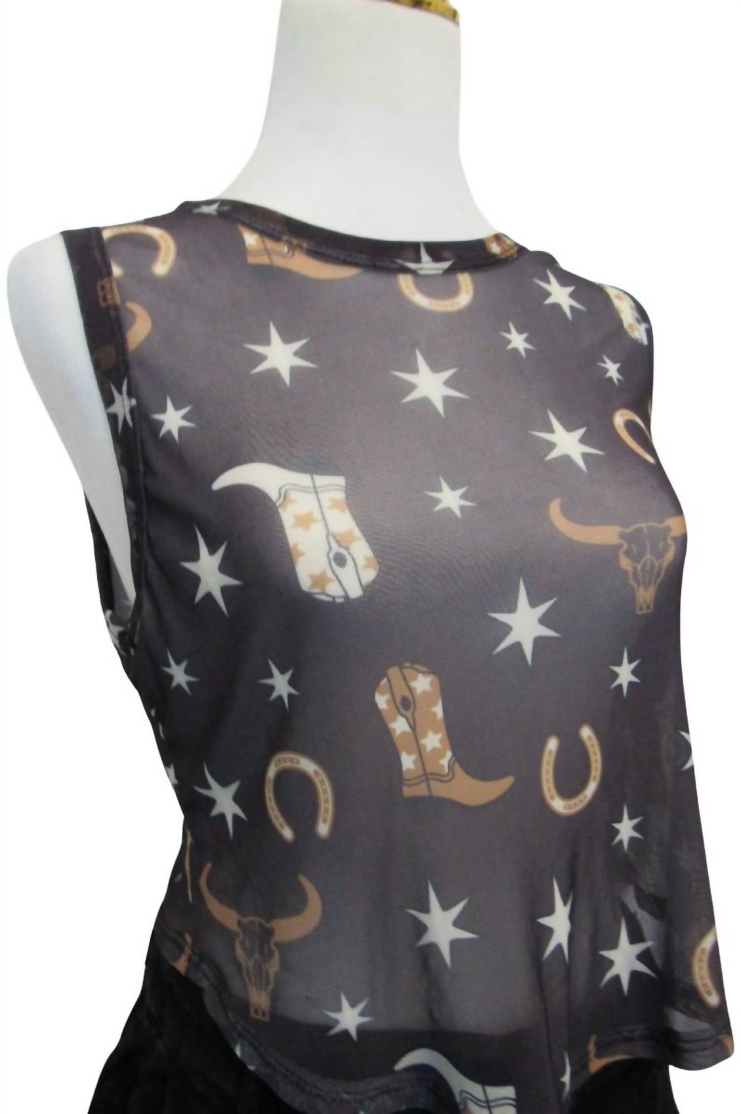 Nylon Apparel - Women's Lucky Cowgirl Mesh Top