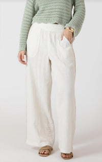 Dex Coastal Escape Linen Wide Leg Pant in white - women's pants
