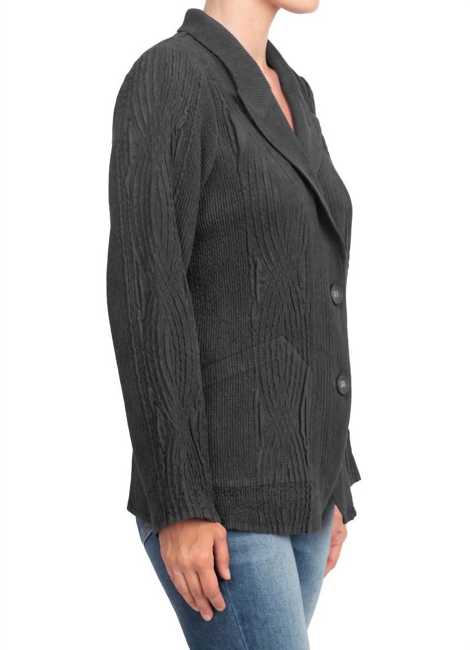 Flair Wear - Notched Collar Faux Suede Jacket