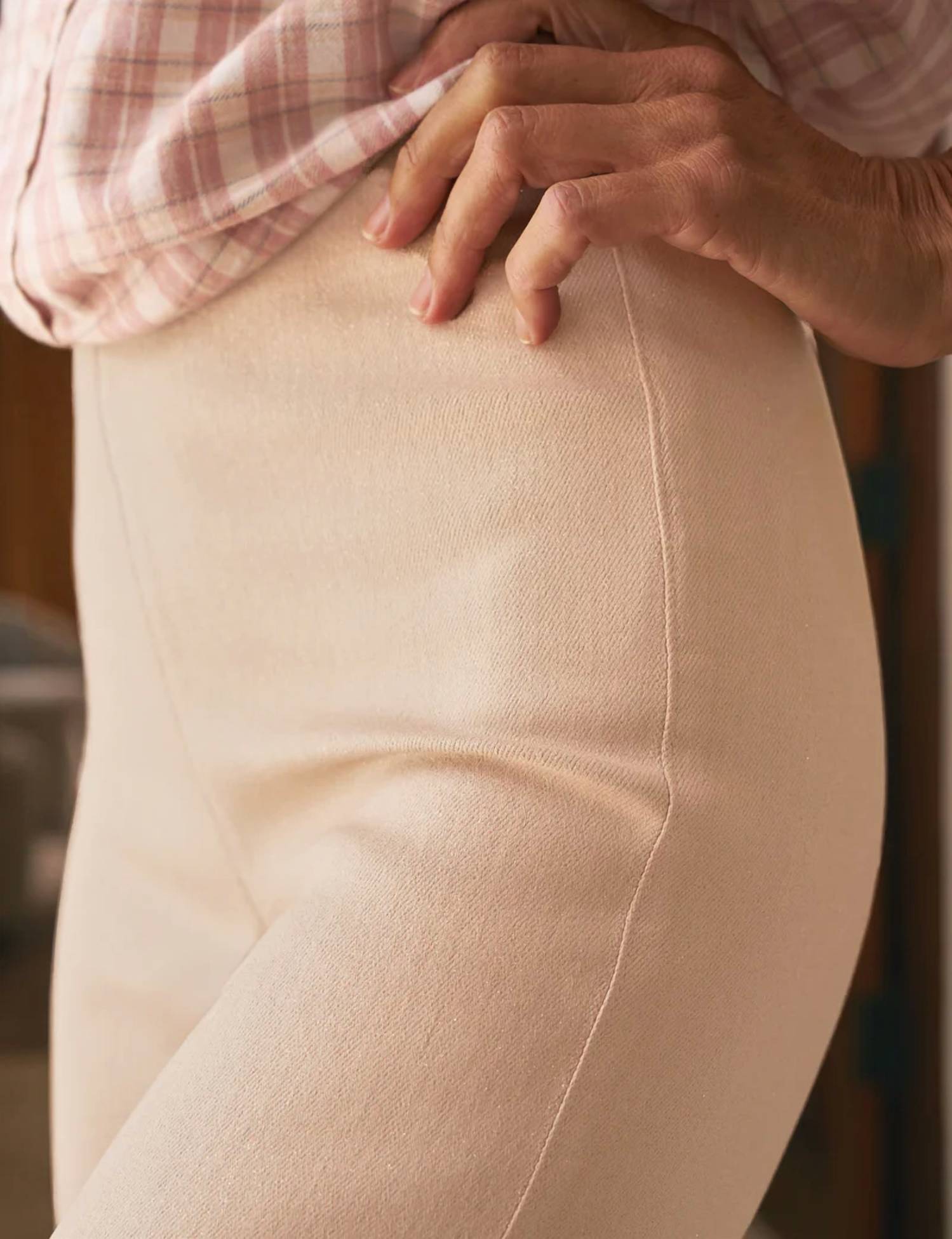 Frank & Eileen Westport Illusion Wide-Leg Pull-On Jean in champagne glitter - women's jeans - alternate view