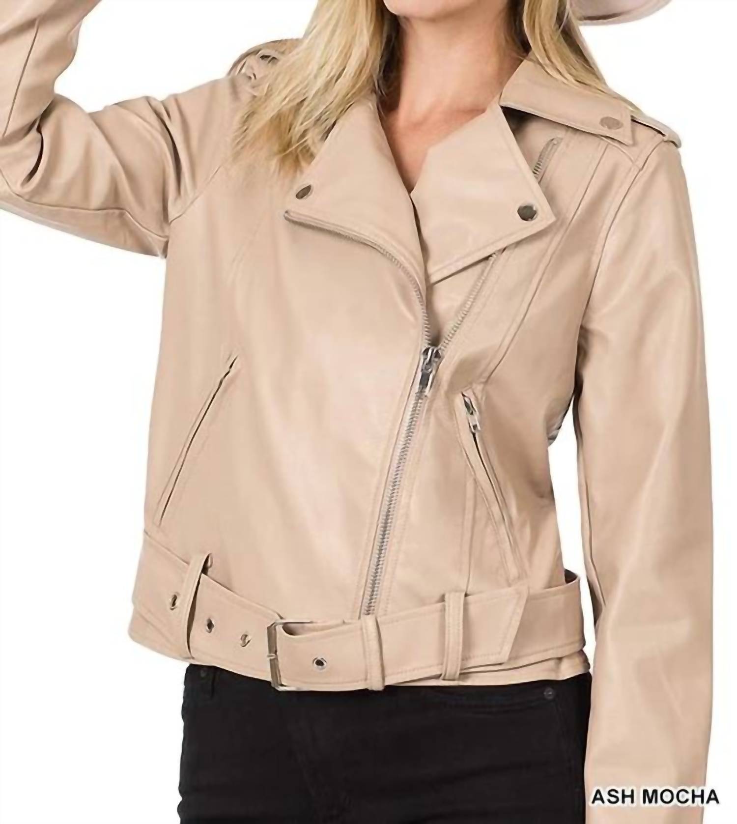 Zenana - Belted Moto Jacket