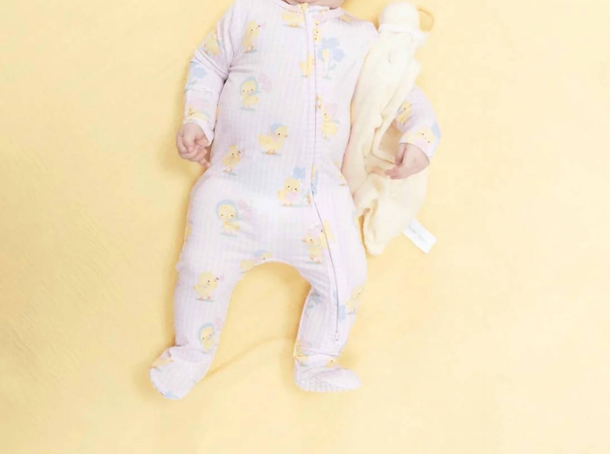 Angel Dear - Kids Vintage Spring Ducklings 2 Way Zipper Footie