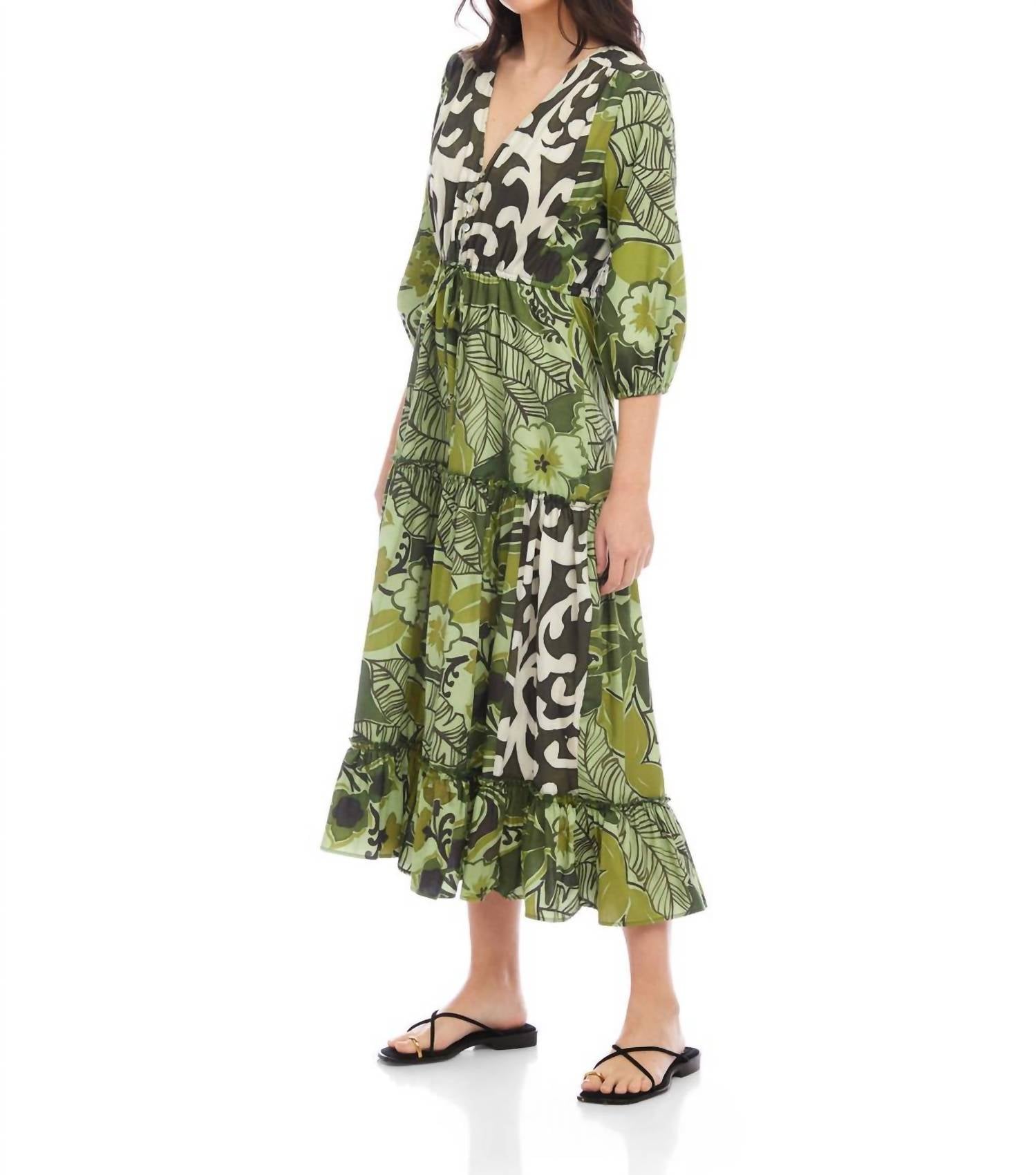 Fifteen Twenty - Nicki Tiered Ruffle Hem Midi Dress
