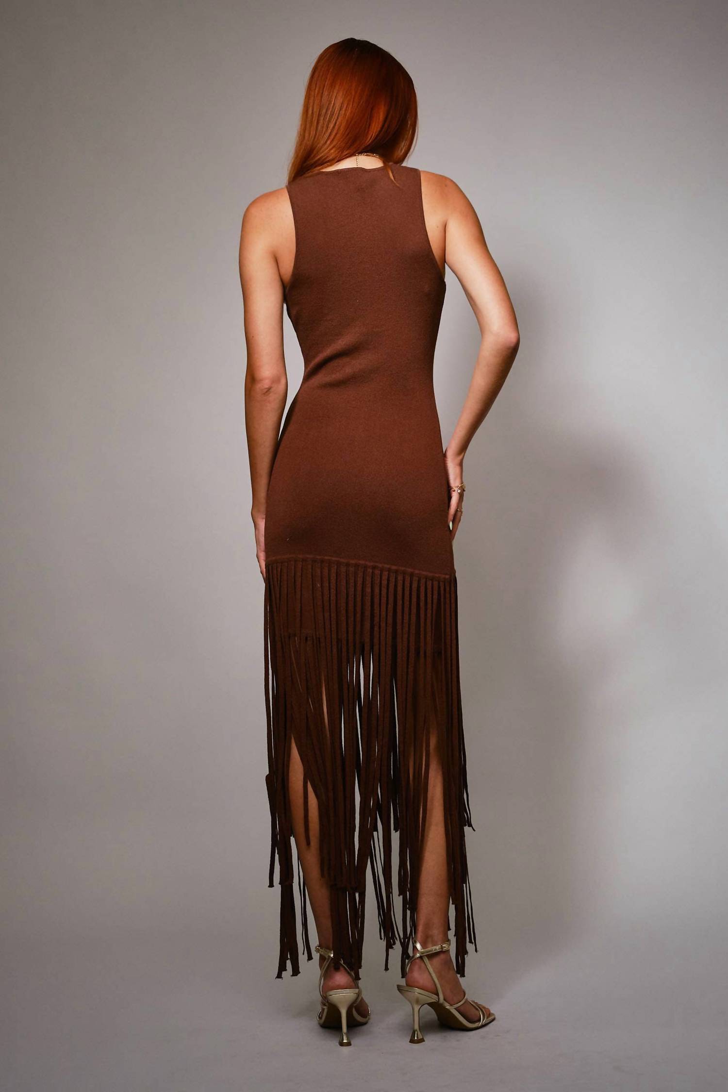Blue B - Fringe Hem Knit Maxi Dress