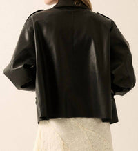 PROMESA Women's Rebel Chic Faux Leather Moto Jacket in black - women's jacket - detail view