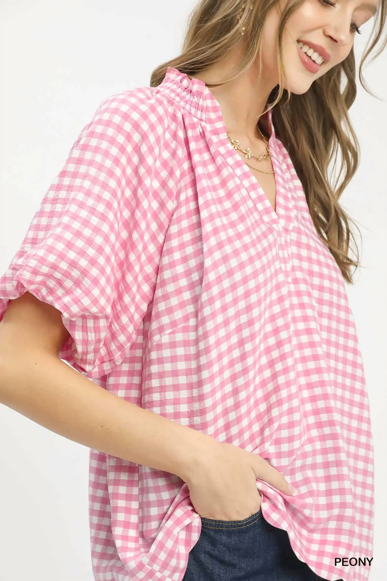 Umgee - Bubble Sleeve Blouse Top