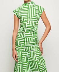 SWF High Neck Cap Sleeve Maxi Dress in green - women's dress - alternate view