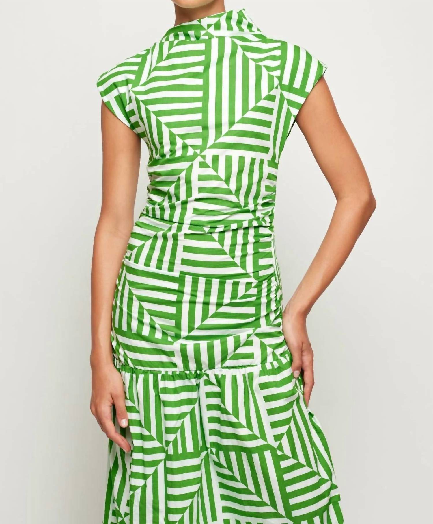 SWF High Neck Cap Sleeve Maxi Dress in green - women's dress - alternate view