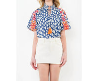 Thml - Embridered Puff Sleeve Print Top