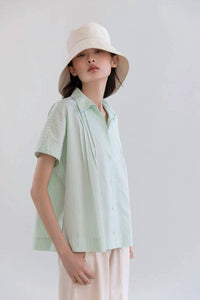 Psophia - Cotton Oxford Open-Front Cape Shirt