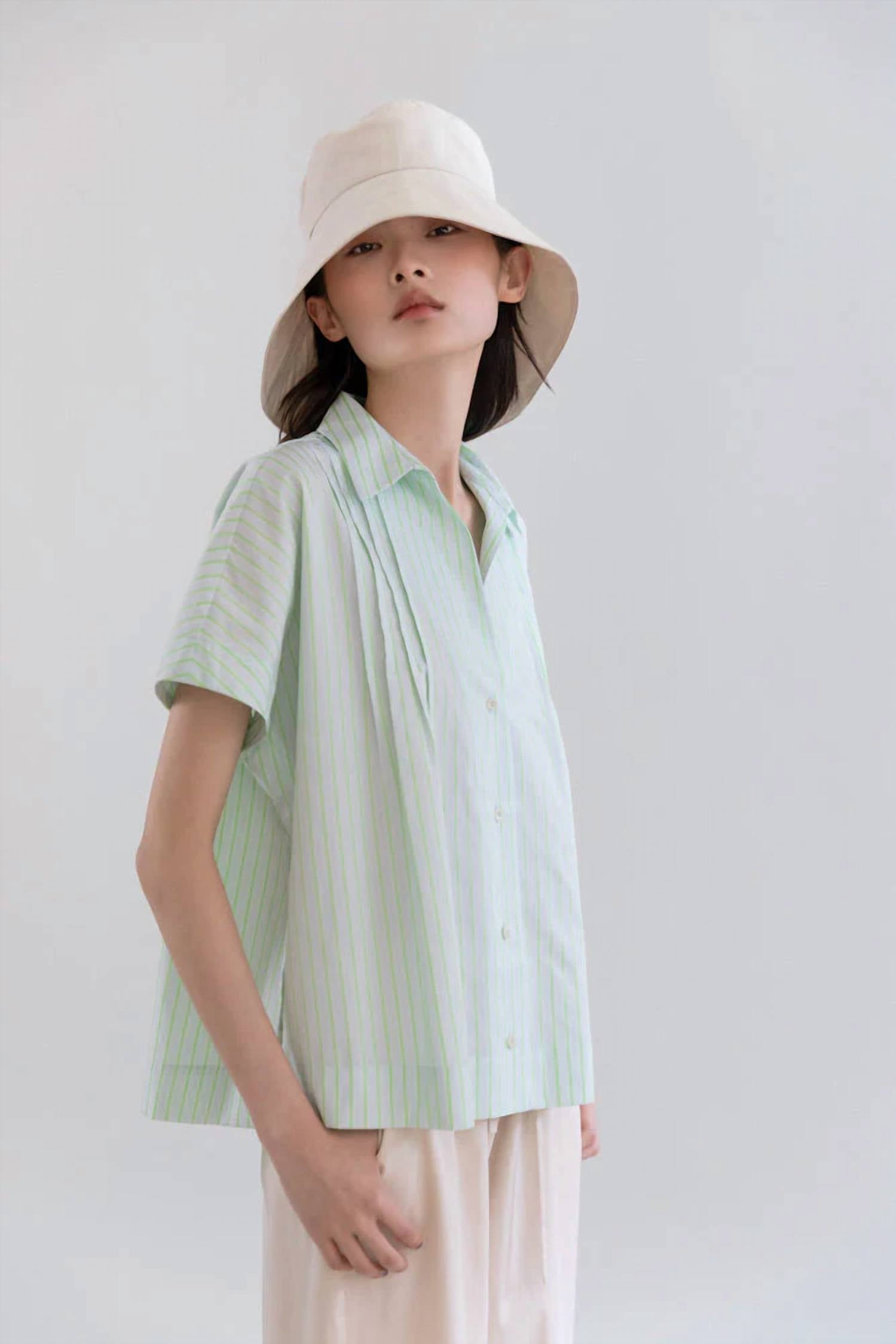 Psophia - Cotton Oxford Open-Front Cape Shirt