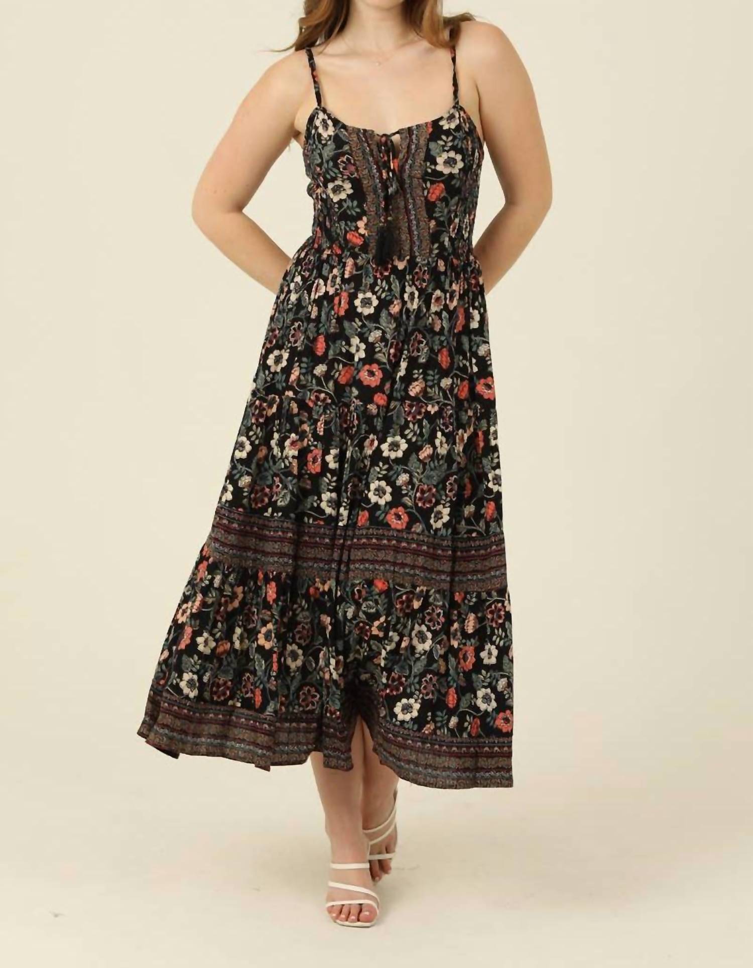 Angie - Mia Floral Open Back Maxi Dress