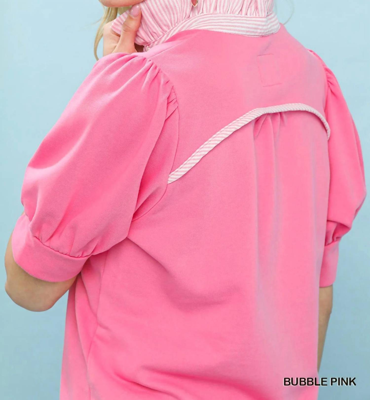 Umgee - Vibrant Top With Contrast Striped Collar