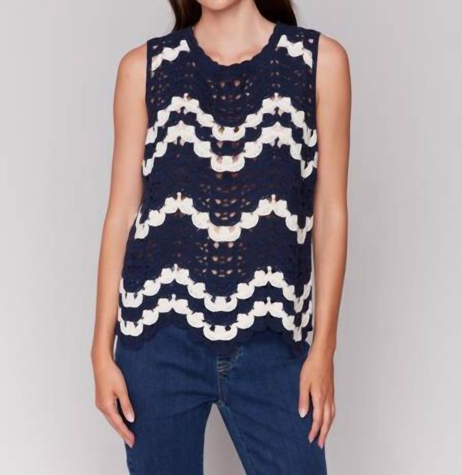 Charlie B - Women's Crochet Sleeveless Crew Neck Camisole