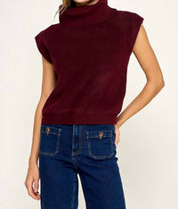 Miss Love - Women's Ribbed Sleeveless Turtleneck Sweater