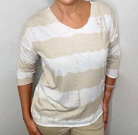 Ethyl - 3/4 Sleeve Striped Print Top