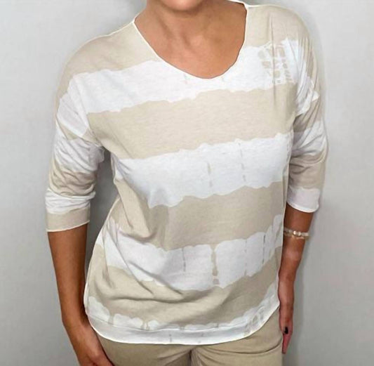 Ethyl - 3/4 Sleeve Striped Print Top