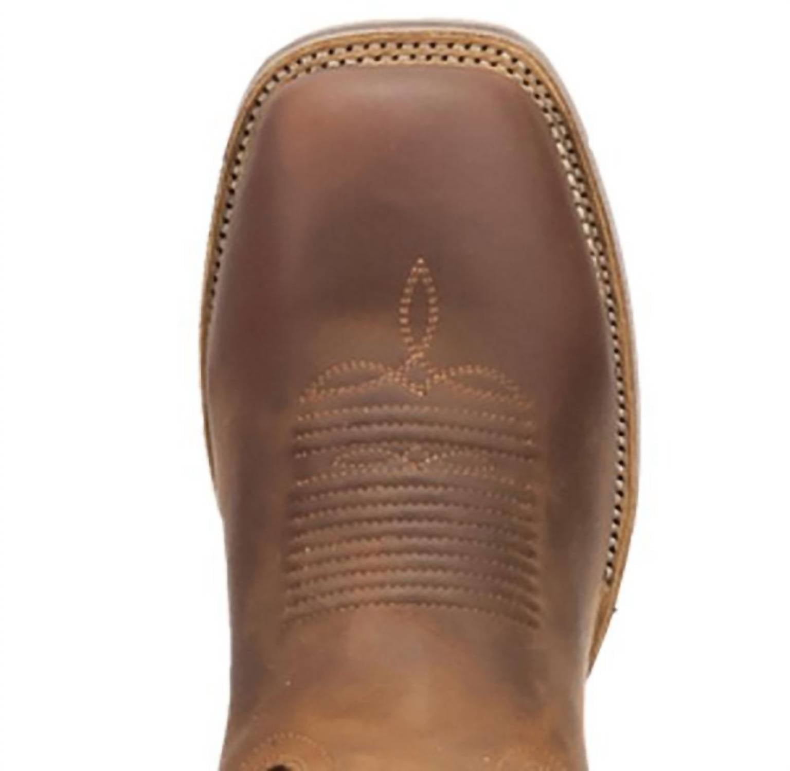DAN POST. Men's Lance Stockyard Collection Cowboy Boot in rust - men's boots - detail view
