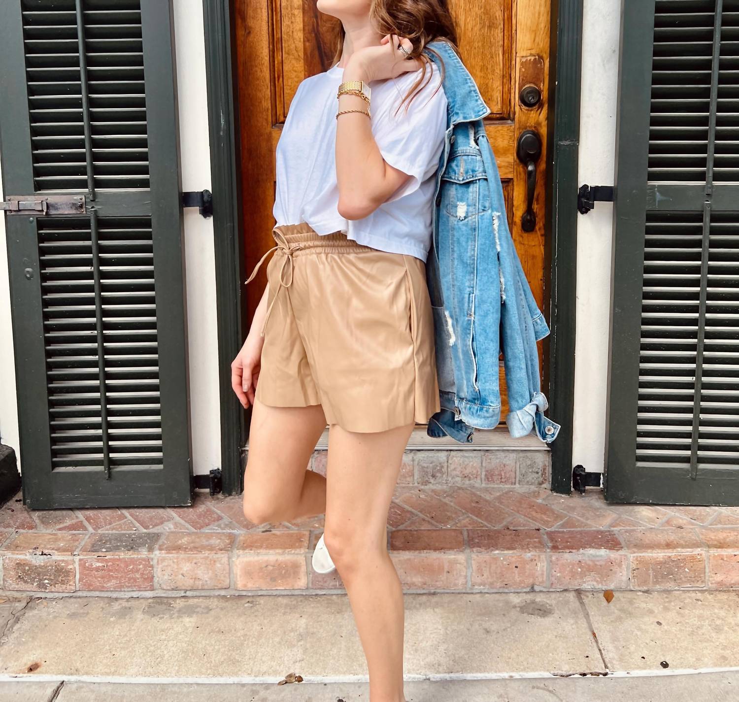 Idem Ditto - A Latte Love Faux Leather Shorts