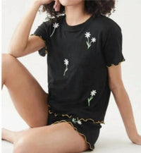 Emerson Road Daisy Pajama Set in black - women's intimate