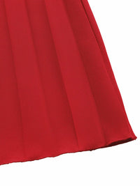 Ohsostyled - Off-shoulder Ruffle Pleated Midi Dress