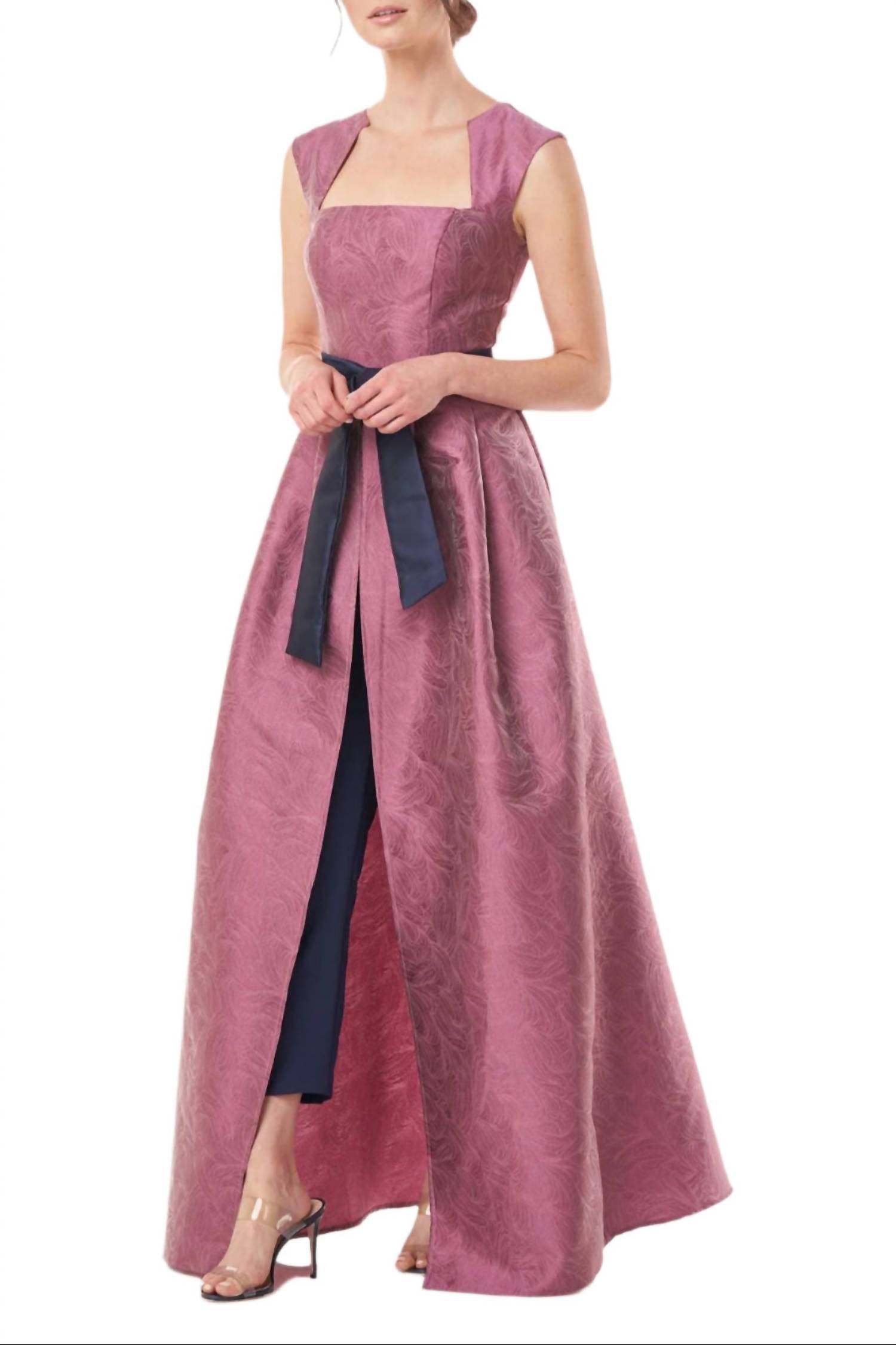 Kay Unger - Mikado Walk Through Jumpsuit With Stretch Crepe Pant