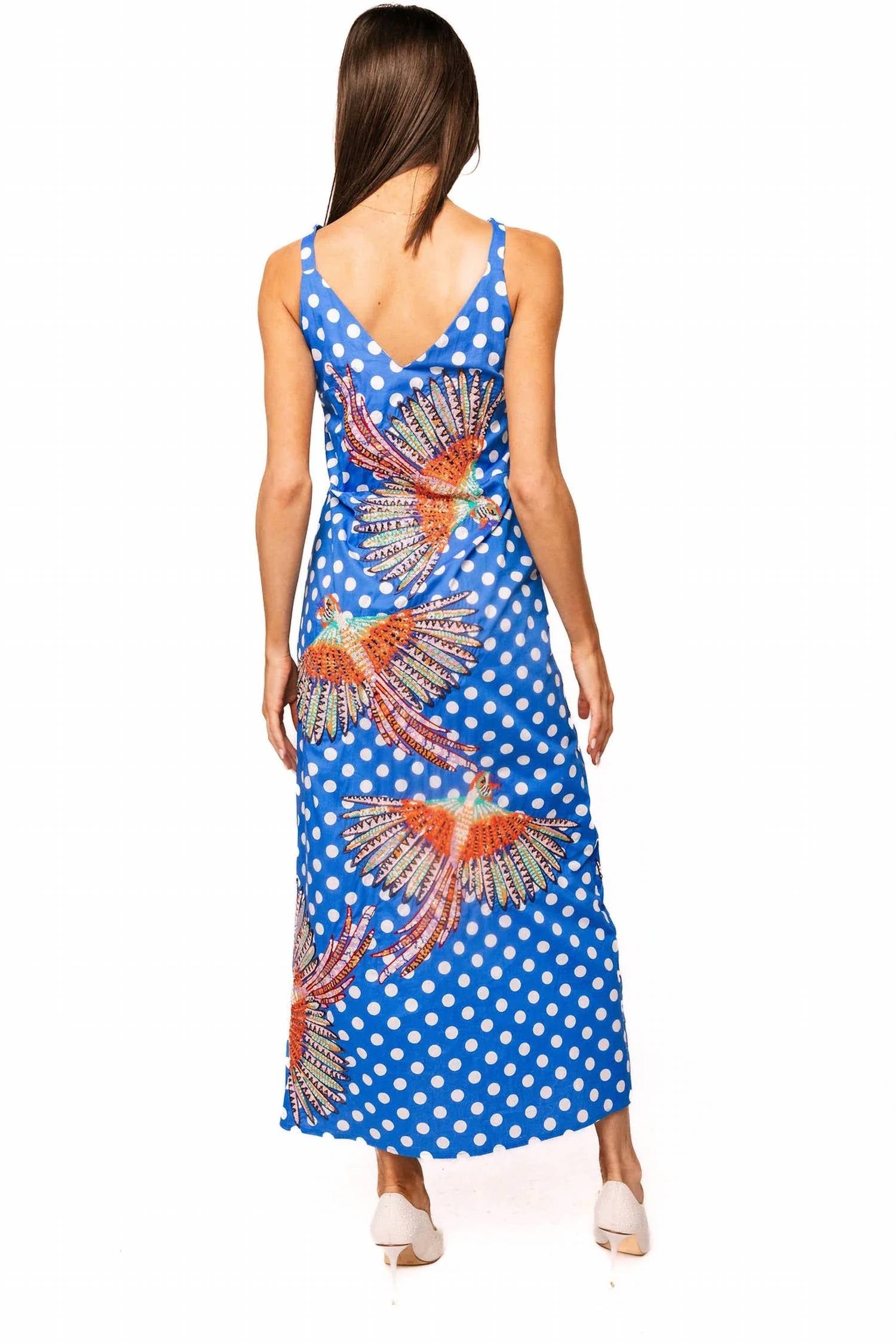 Queen Of Sparkles - Polka Dot Bird Cotton Midi Dress