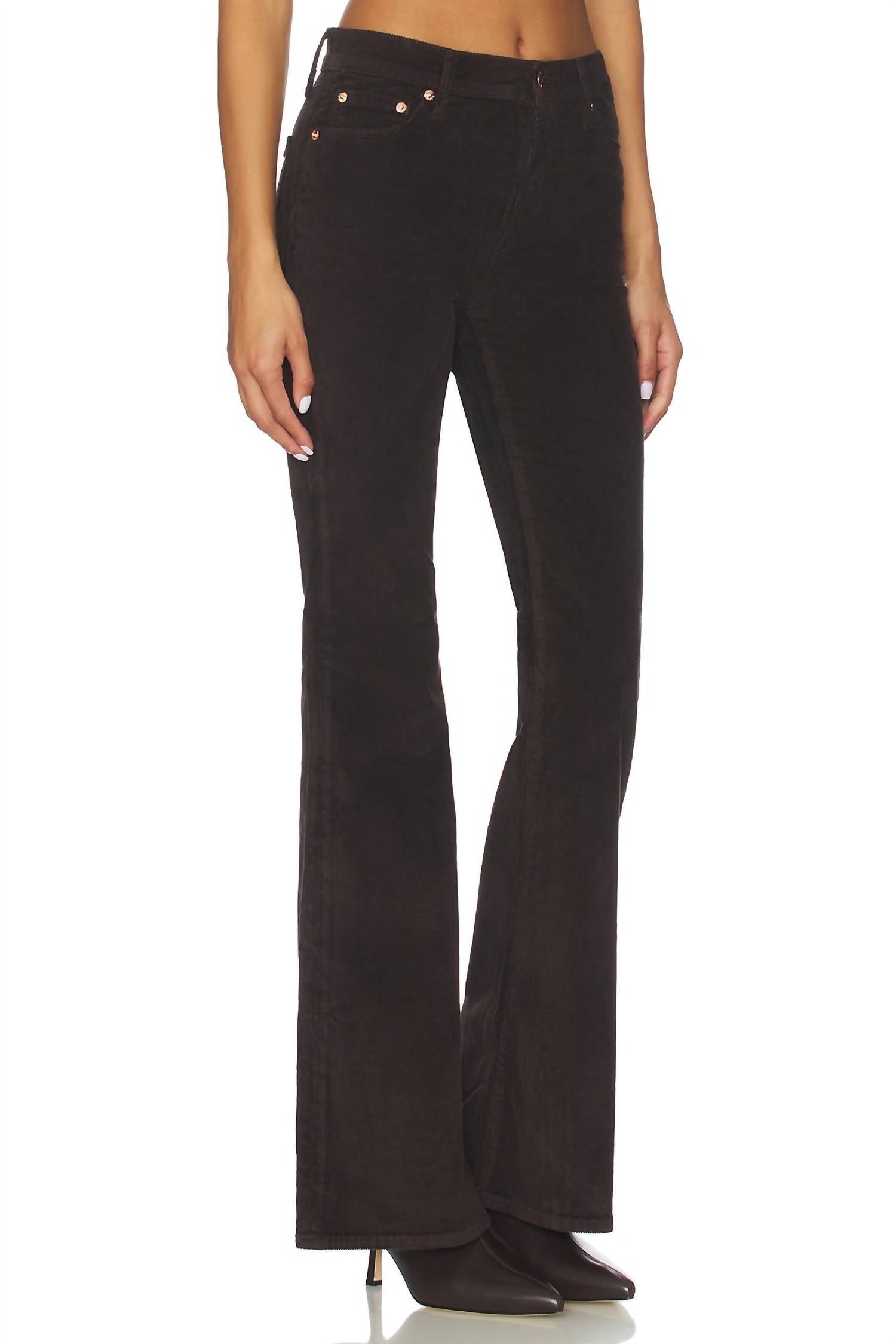 PISTOLA Kinsley Corduroy Flare Jeans in mocha - women's jeans - detail view