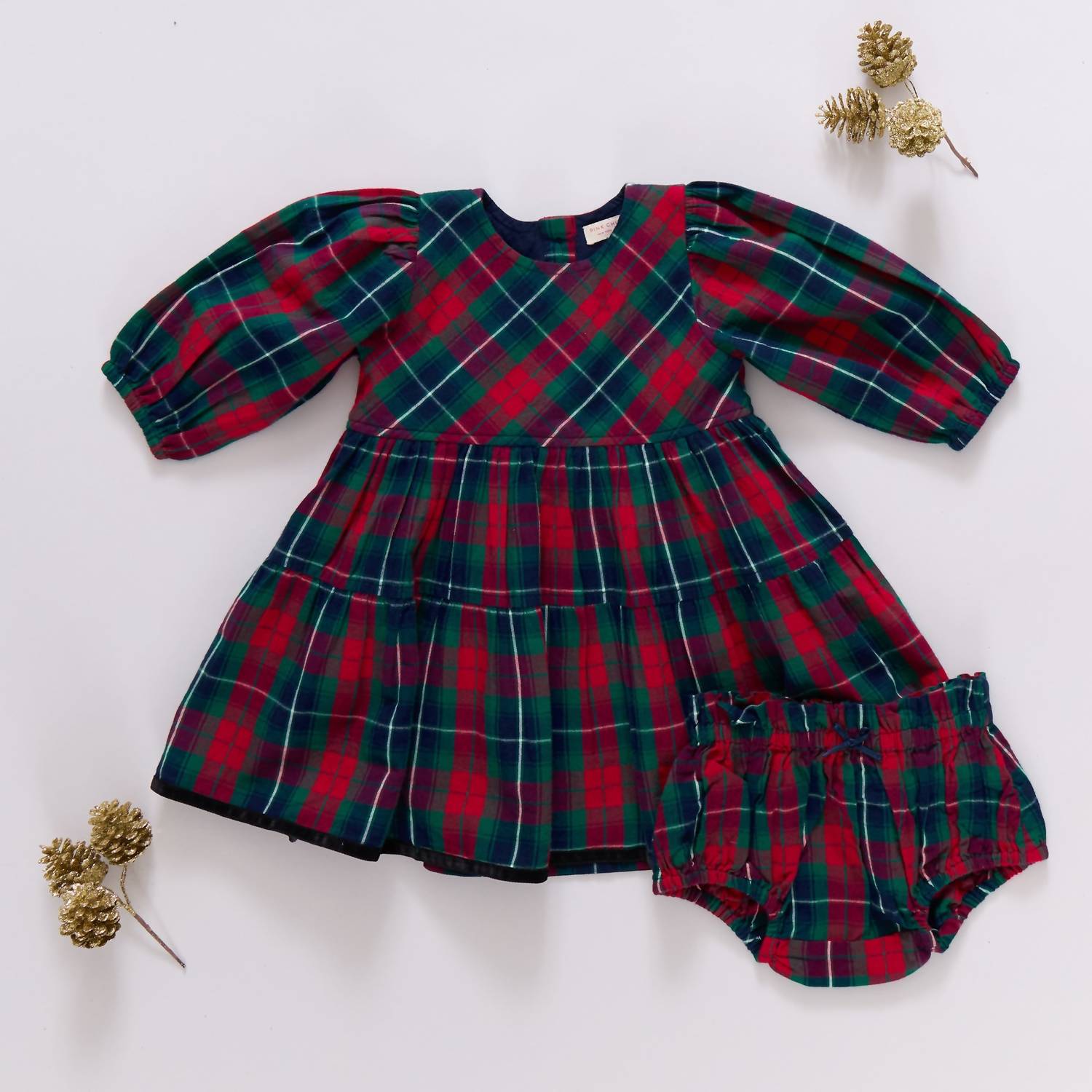 PINK CHICKEN Kid's Maribelle Dress Set in red tartan - item - alternate view
