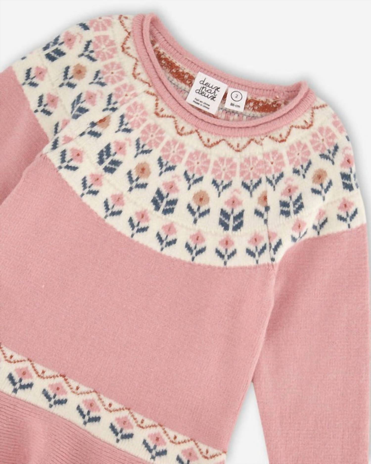 Deux Par Deux - Girl's Knit Dress With Flowers