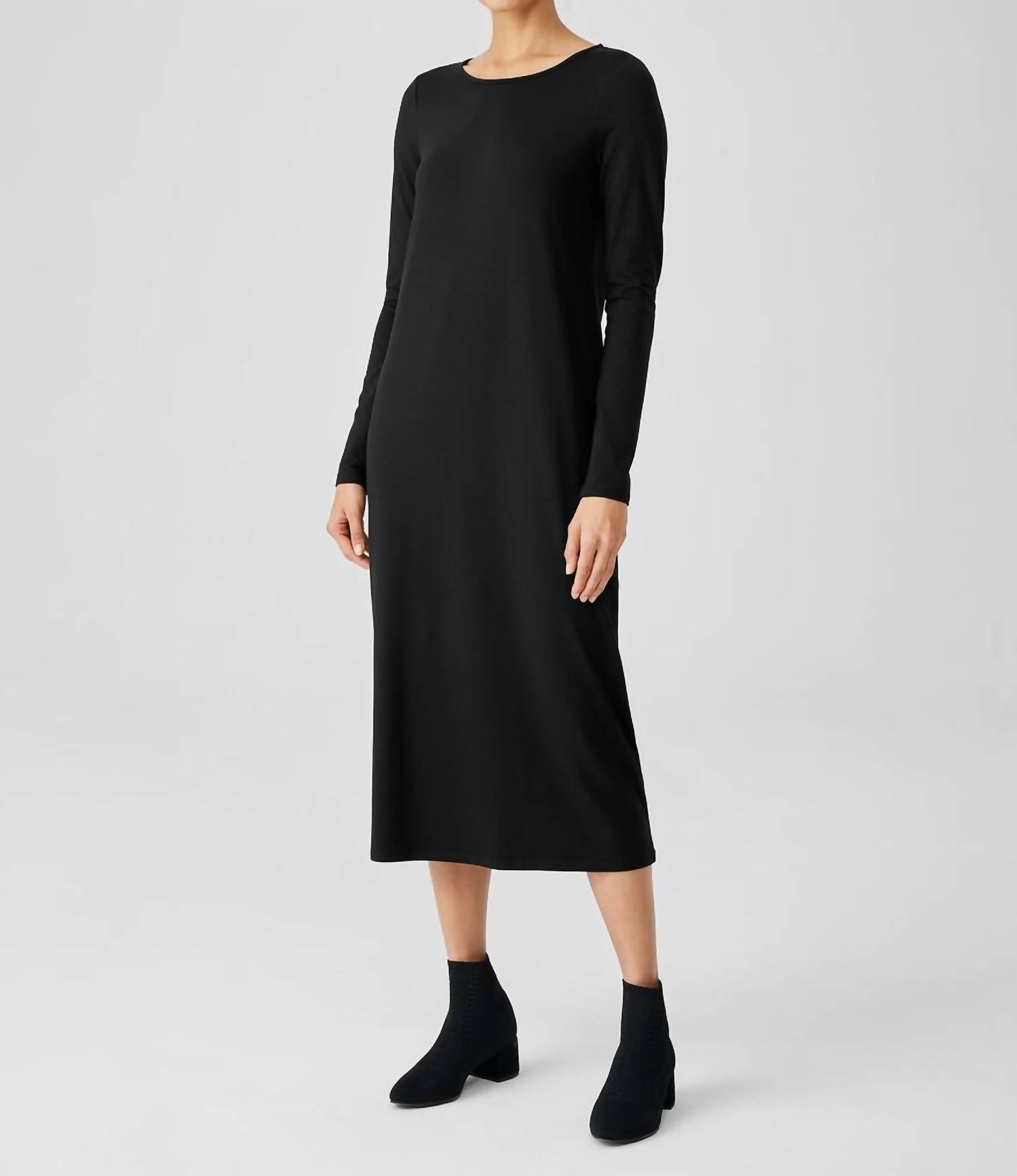 Eileen Fisher - Stretch Jersey Knit Jewel Knit Midi Dress