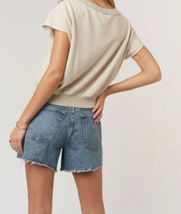 PROJECT SOCIAL T Zaya Textured Crew Neck Tee in champagne - women's sweater - alternate view