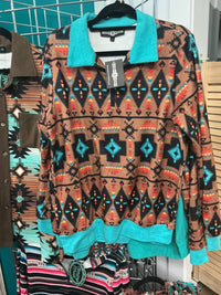 Rowdy Crowd - Aztec Print Quarter-zip Pullover