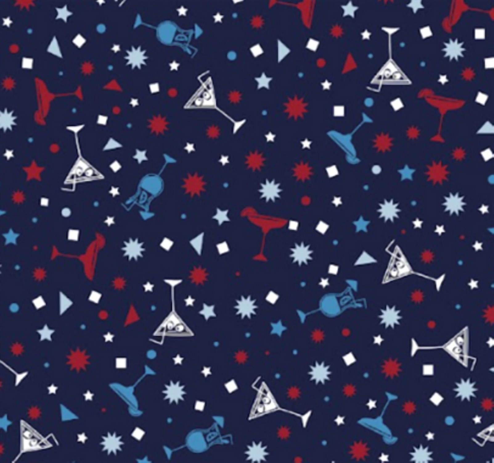 Fairfax & Favor Scofield Americana Martini Print Performance Polo in blue - men's shirt - detail view