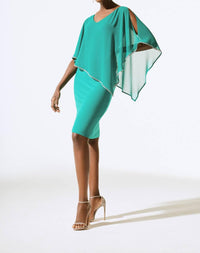 Joseph Ribkoff - Embellished Chiffon Overlay Sheath Dress