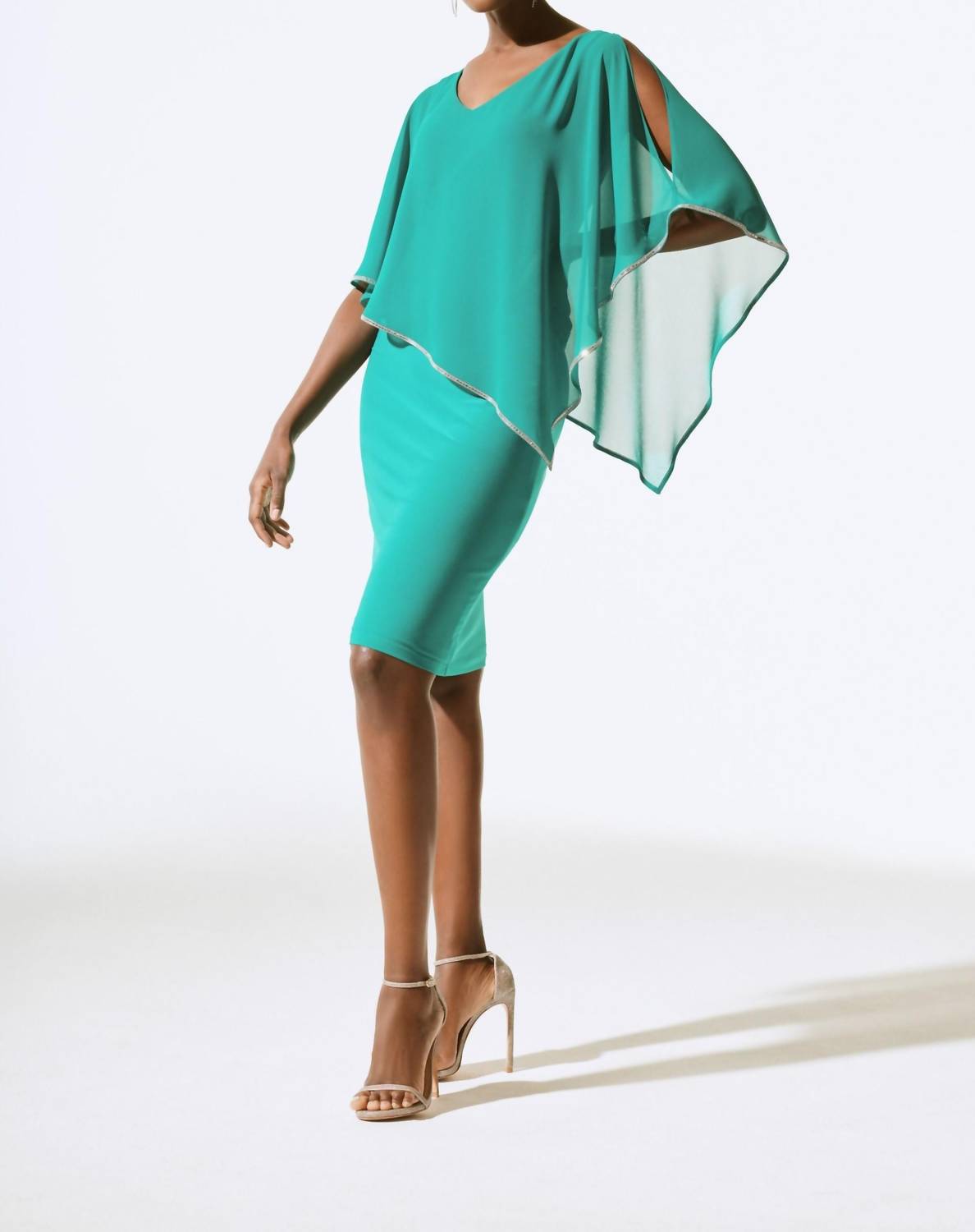 Joseph Ribkoff - Embellished Chiffon Overlay Sheath Dress