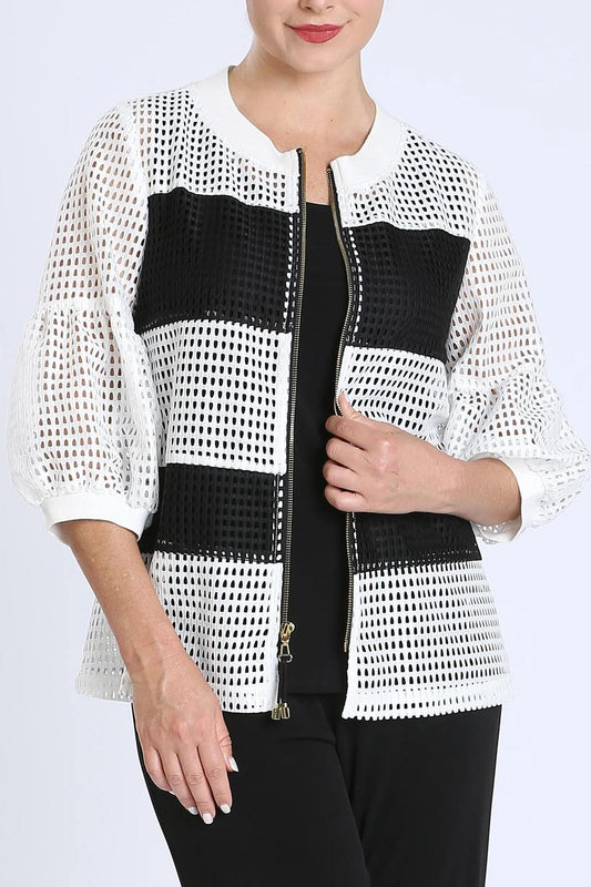 Ic Collection - Square Mesh Zipper Jacket