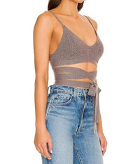 for Love & Lemons Joan Knit Cami in antique grey - women's shirt - alternate view
