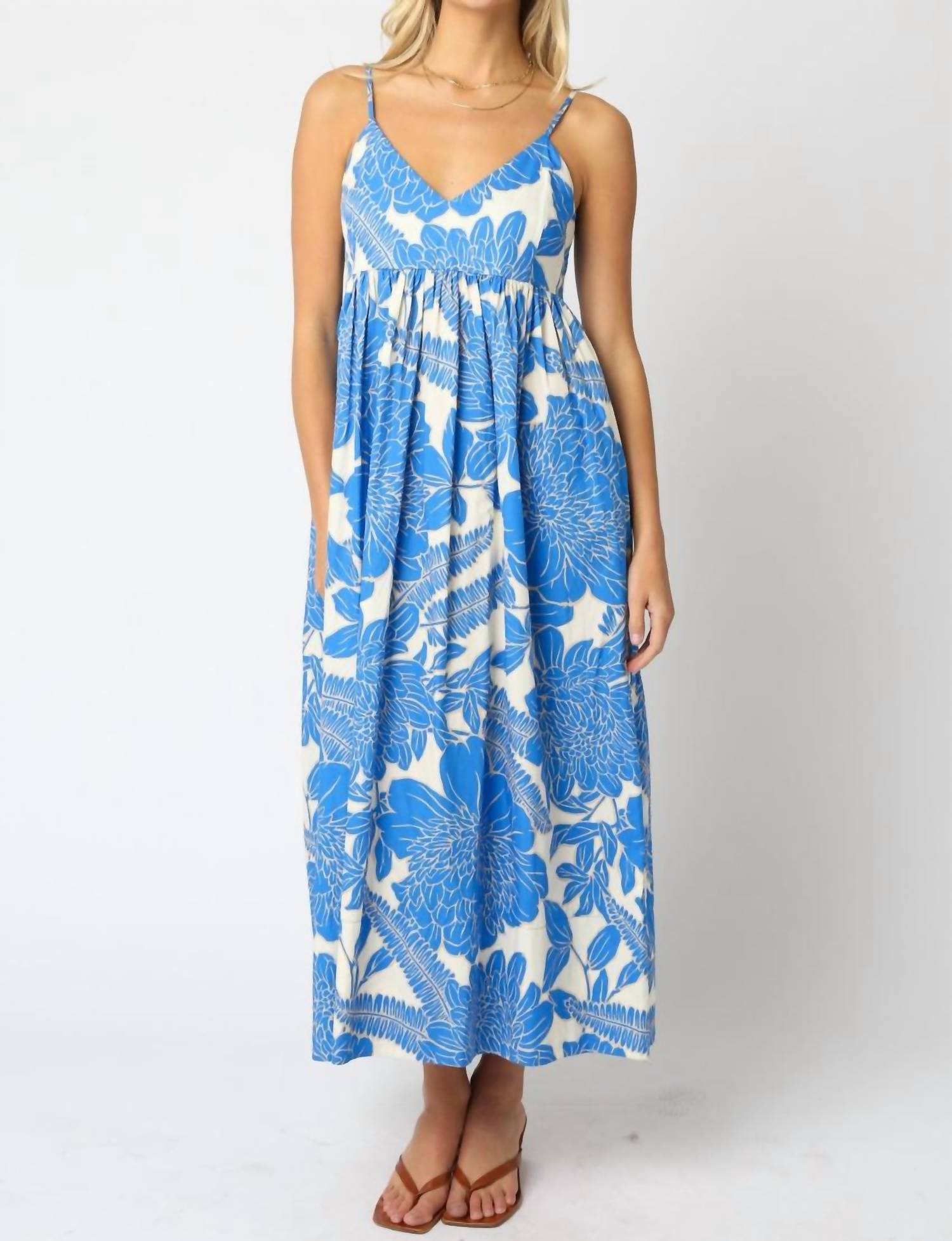 Olivaceous - Patterned Sun Maxi Dress
